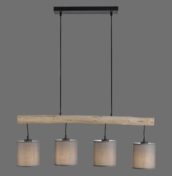 Blendarme Hängelampe Holzbalken Stoff 82,5 cm lang
