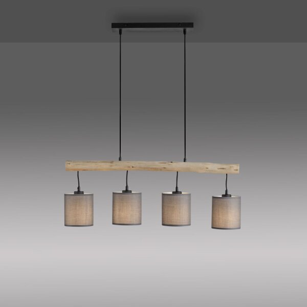 Blendarme Hängelampe Holzbalken Stoff 82,5 cm lang