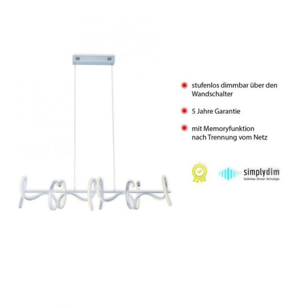 LED Pendelleuchte dimmbar Weiß 10 W 1330 lm L:99 cm