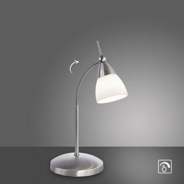Flexible LED Tischlampe in Stahl Glas 3000 K dimmbar