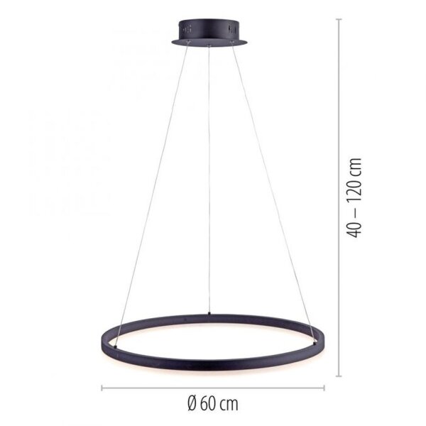 LED Pendelleuchte Anthrazit dimmbar 3000 K Ø60 cm Ring