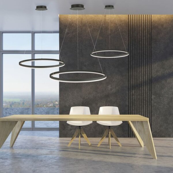LED Pendelleuchte Anthrazit dimmbar 3000 K Ø80 cm Ring