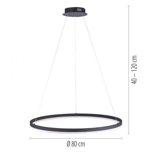 LED Pendelleuchte Anthrazit dimmbar 3000 K Ø80 cm Ring
