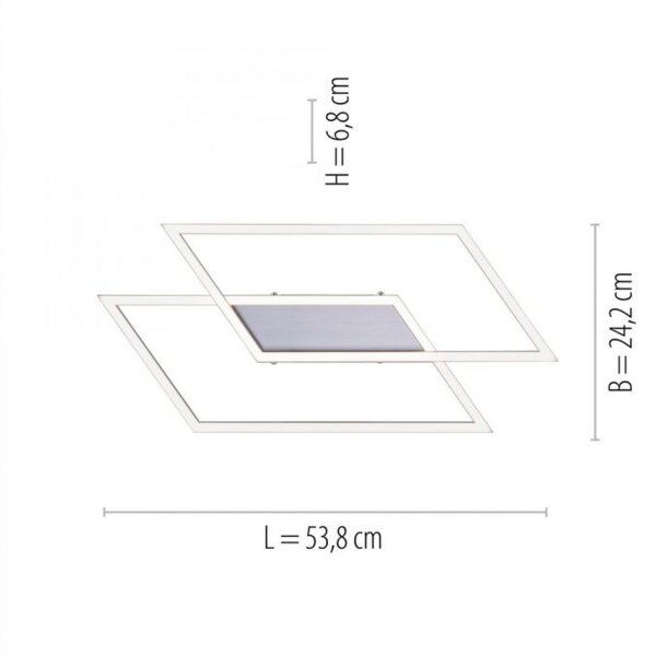 Dimmbare LED Deckenlampe L:53 cm Memory 24 W in Stahl