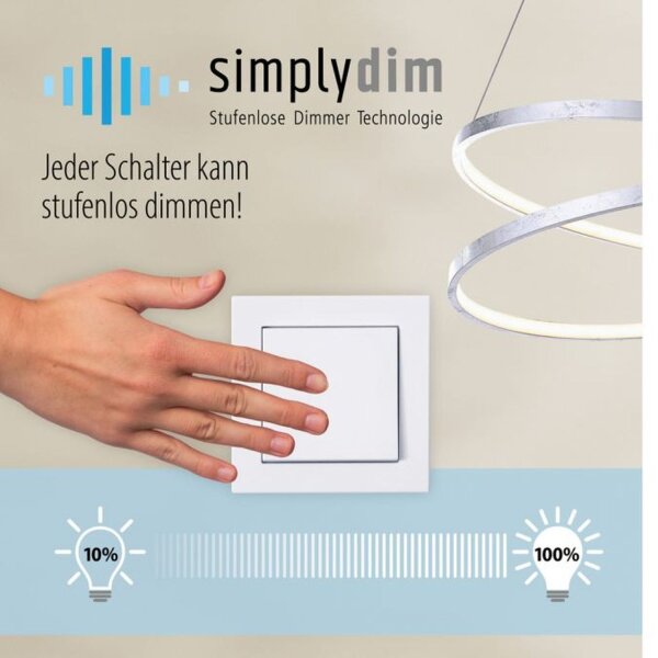 Dimmbare LED Deckenlampe L:83 cm Memory 30 W in Stahl