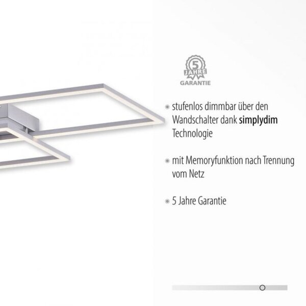 Dimmbare LED Deckenlampe L:83 cm Memory 30 W in Stahl