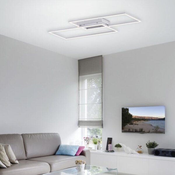Dimmbare LED Deckenlampe L:83 cm Memory 30 W in Stahl