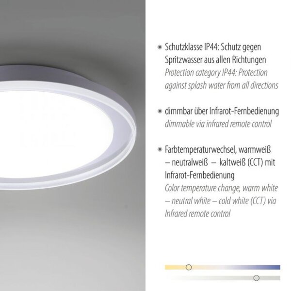 LED Deckenleuchte blendarm IP44 28 W B:45 cm in Chrom
