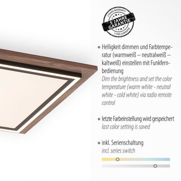 Blendarme LED Deckenleuchte dimmbar Holz B:53,4 cm 44 W