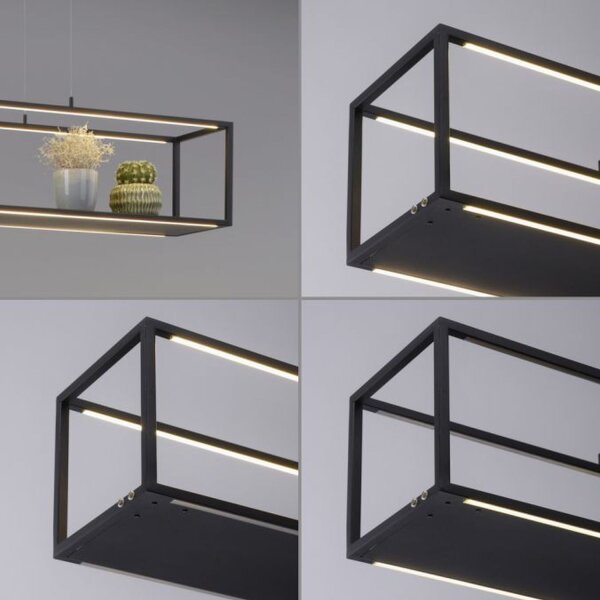 Schwarze LED Hängelampe dimmbar Touch 105 cm Memory
