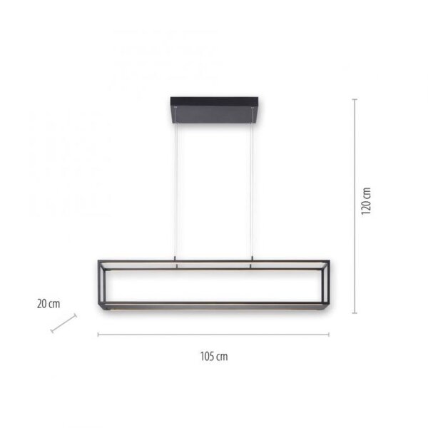 Schwarze LED Hängelampe dimmbar Touch 105 cm Memory