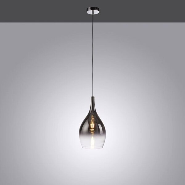 Stilvolle Pendelleuchte Glas Chrom Anthrazit E27 Ø20 cm
