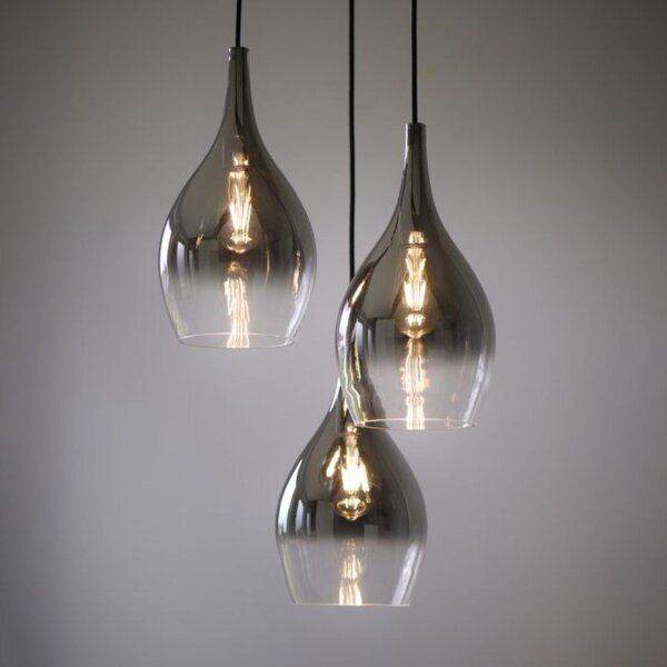 Stilvolle Pendelleuchte Glas Chrom Anthrazit E27 3-flmg