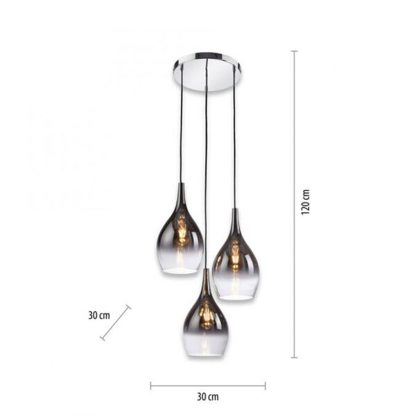 Stilvolle Pendelleuchte Glas Chrom Anthrazit E27 3-flmg