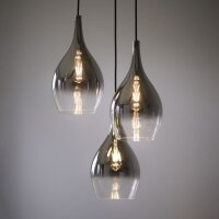 Stilvolle Pendelleuchte Glas Chrom Anthrazit E27 3-flmg
