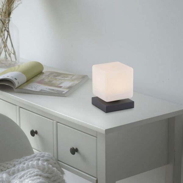 LED Tischleuchte Anthrazit Glas 16 cm 580 lm dimmbar