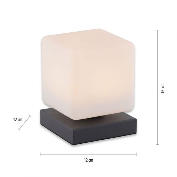 LED Tischleuchte Anthrazit Glas 16 cm 580 lm dimmbar