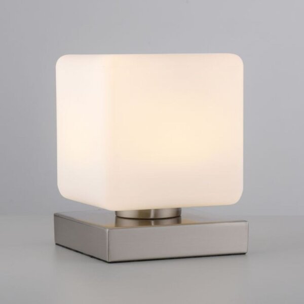 LED Tischleuchte Glas 16 cm 5 W 580 lm dimmbar in Stahl