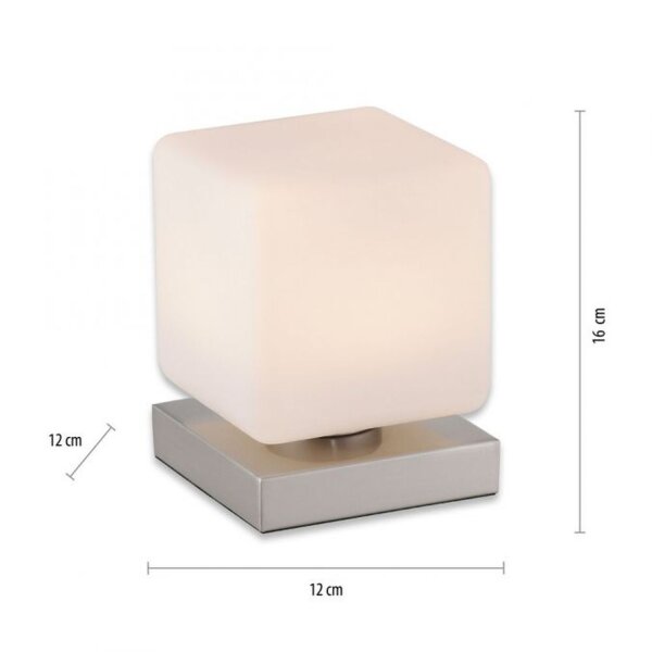 LED Tischleuchte Glas 16 cm 5 W 580 lm dimmbar in Stahl