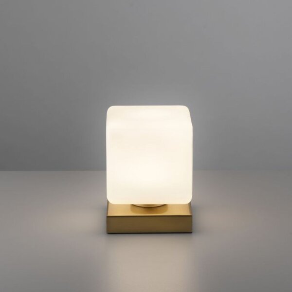 LED Tischleuchte Glas 16 cm 580 lm dimmbar in Messing