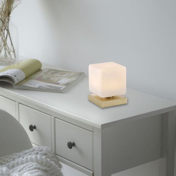 LED Tischleuchte Glas 16 cm 580 lm dimmbar in Messing