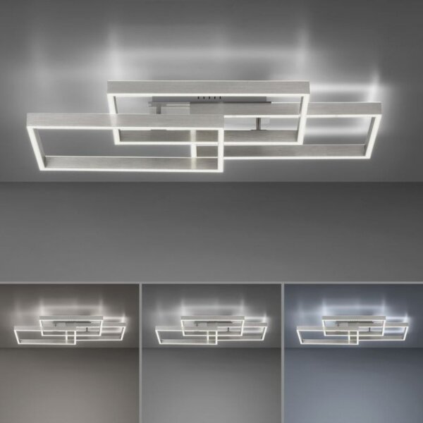 LED Deckenlampe Silber Fernbedienung 82 cm 45 W dimmbar