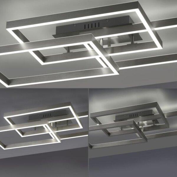 LED Deckenlampe Silber Fernbedienung 82 cm 45 W dimmbar
