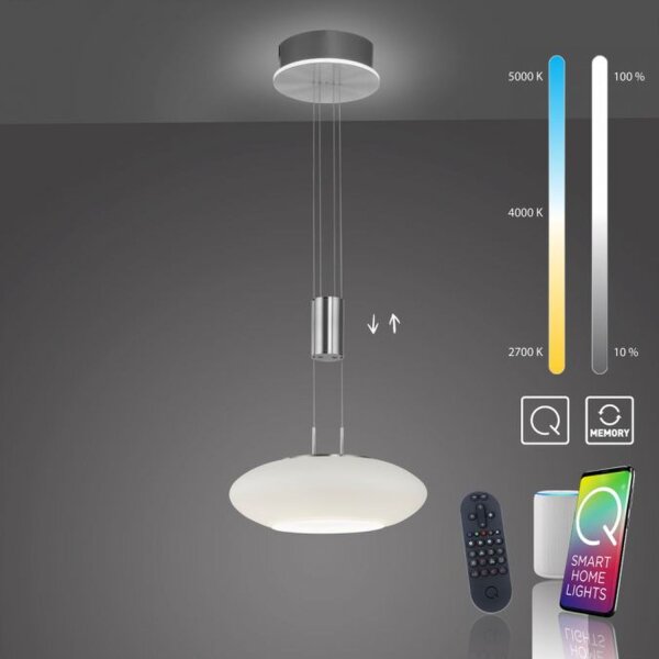 LED Hängelampe Glasschirm dimmbar Fernbedienung 4350 lm