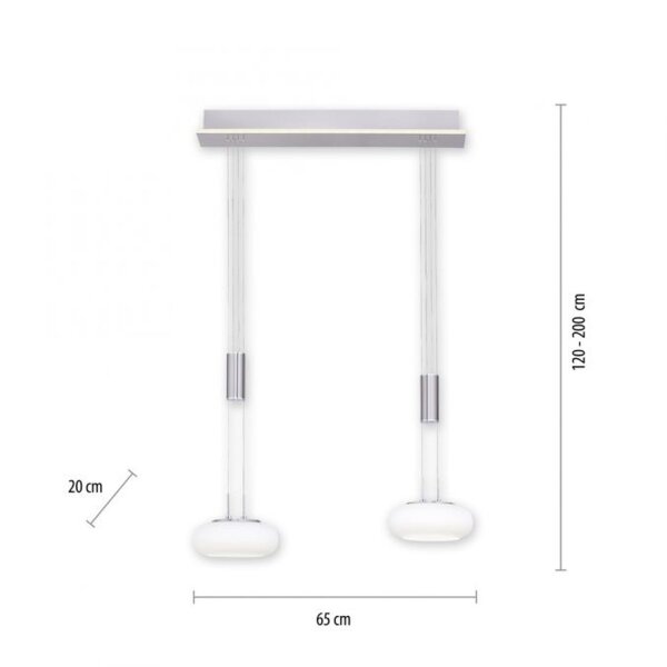 LED Hängelampe Glas in Stahl 2-flammig Fernbedienung