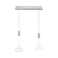LED Hängelampe Glas in Stahl 2-flammig Fernbedienung