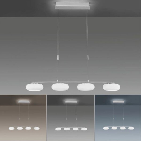 LED Hängelampe Glas in Stahl 108 cm 38 W Fernbedienung