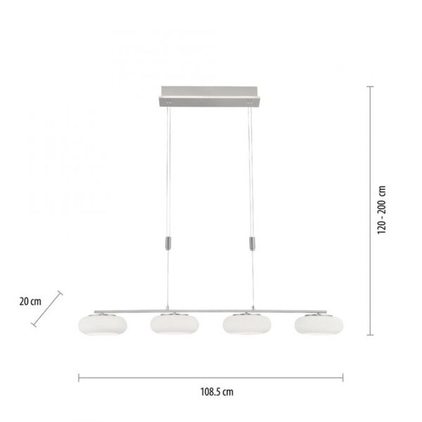 LED Hängelampe Glas in Stahl 108 cm 38 W Fernbedienung