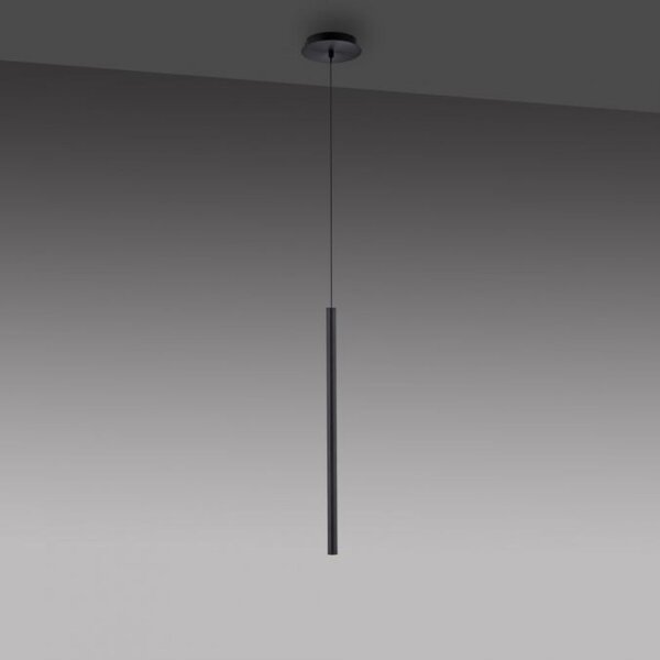 LED Pendelleuchte Schwarz Metall Ø2,5 cm rund dimmbar