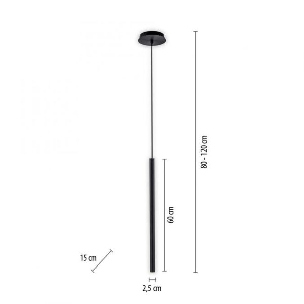 LED Pendelleuchte Schwarz Metall Ø2,5 cm rund dimmbar