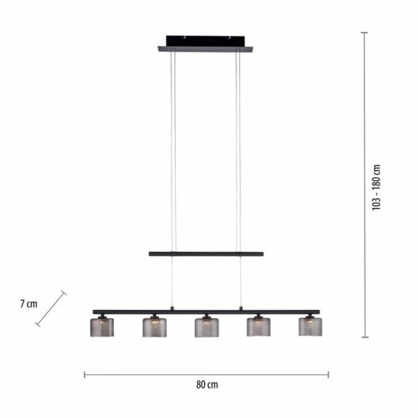 LED Pendelleuchte Rauchglas blendarm 80 cm lang 20 W