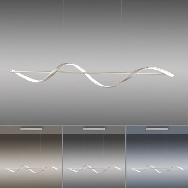 LED Pendelleuchte Silber Fernbedienung 121 cm dimmbar