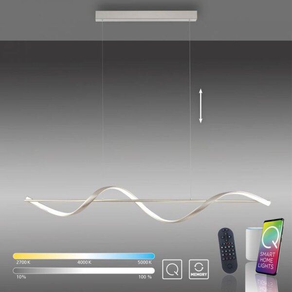 LED Pendelleuchte Silber Fernbedienung 121 cm dimmbar