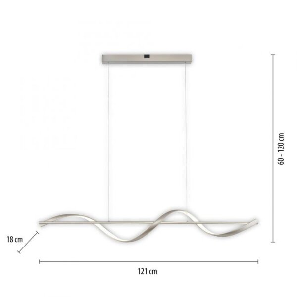 LED Pendelleuchte Silber Fernbedienung 121 cm dimmbar