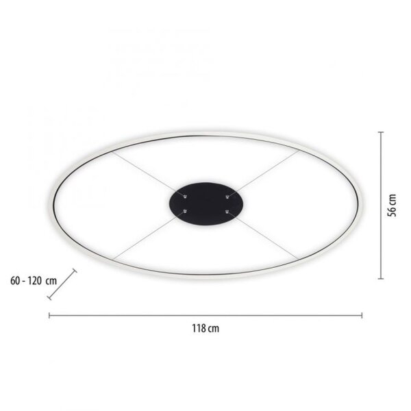 LED Pendelleuchte Anthrazit oval 3000 K 118 cm dimmbar