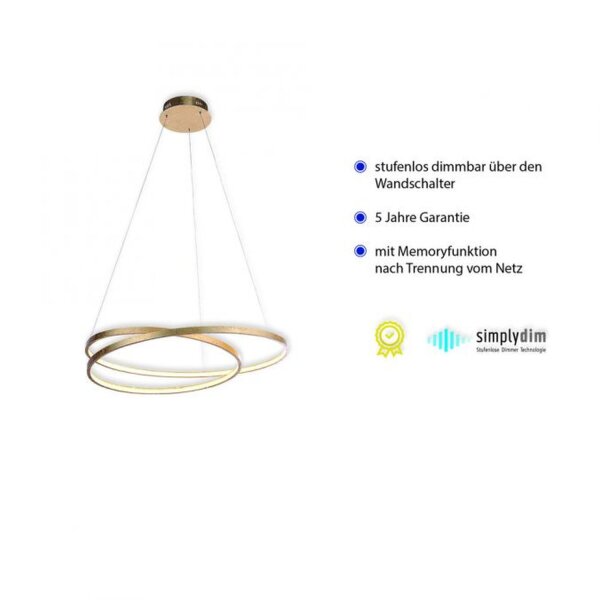 LED Pendelleuchte in Blattgold L:72 cm 3000 K dimmbar