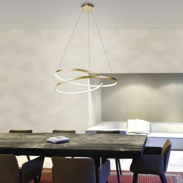 LED Pendelleuchte in Blattgold L:72 cm 3000 K dimmbar