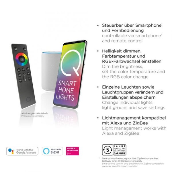 LED Hängelampe RGB Farbtemperaturwechsel 179 cm dimmbar