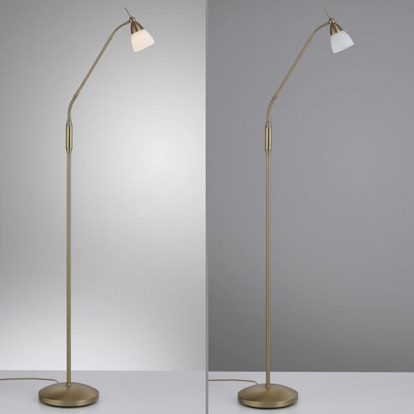 Flexible Stehleuchte in Altmessing Dimmer Glas 163 cm