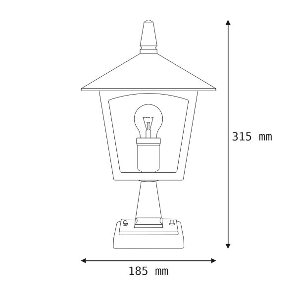 Gartenlaterne Schwarz Aluminium klein H:31,5cm