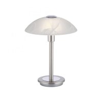 LED Tischleuchte dimmbar in Silber Alabasterglas 28 cm