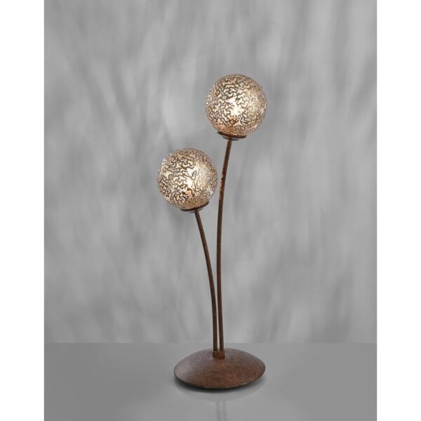 Rustikale Tischlampe Metall Rostbraun Gold 52 cm 2-flmg