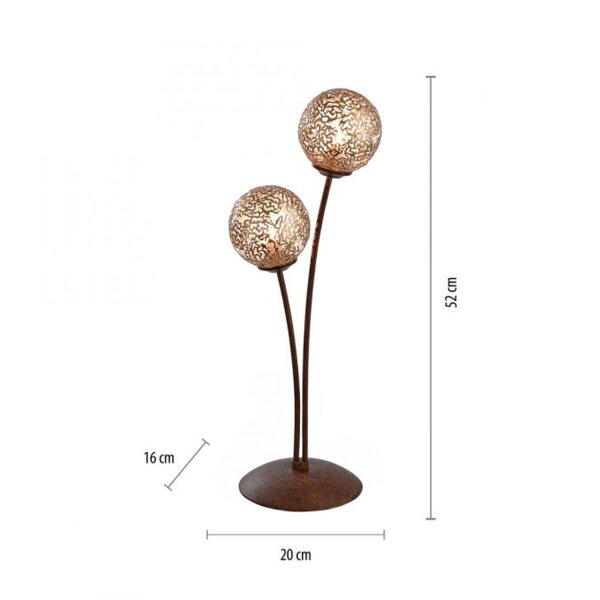 Rustikale Tischlampe Metall Rostbraun Gold 52 cm 2-flmg