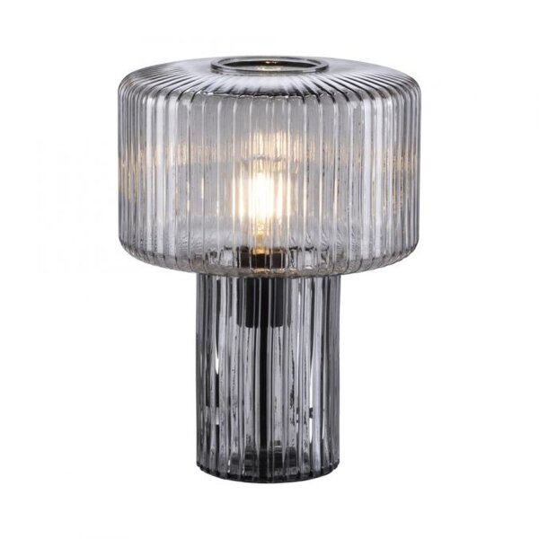 Dekorative Tischleuchte Rauchglas E27 35 cm Pilz Retro
