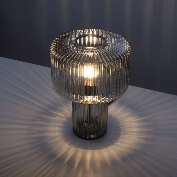 Dekorative Tischleuchte Rauchglas E27 35 cm Pilz Retro
