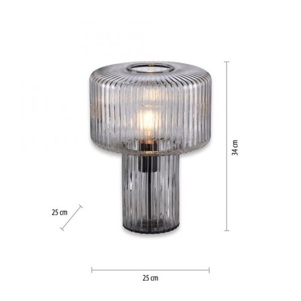 Dekorative Tischleuchte Rauchglas E27 35 cm Pilz Retro